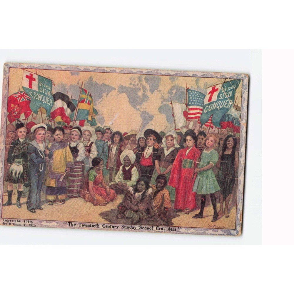 1910 William T Ellis Twentieth Century Sunday School Crusaders Postcard Antique